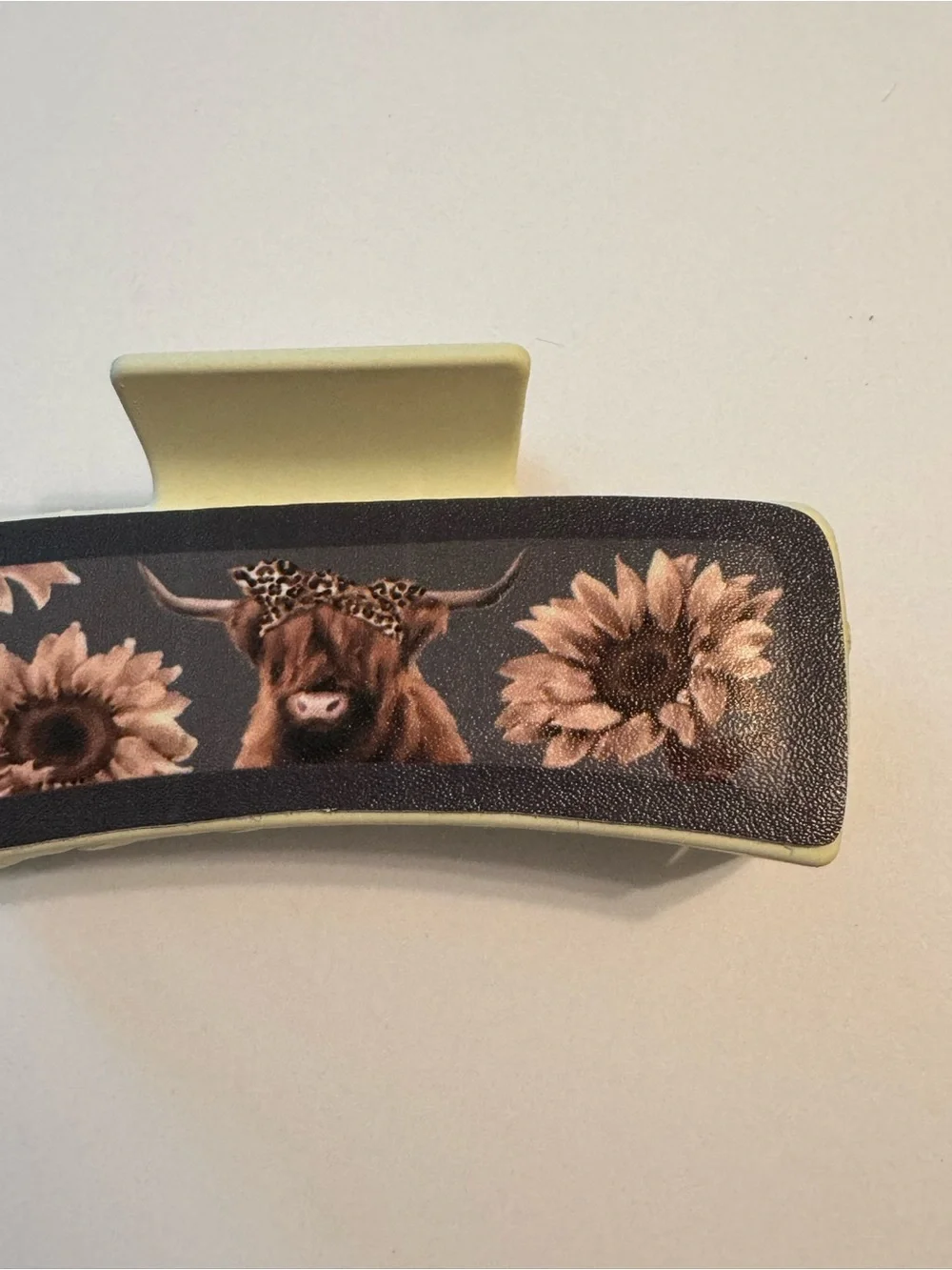 Boho Country Western Floral Highland Cow Claw Clip